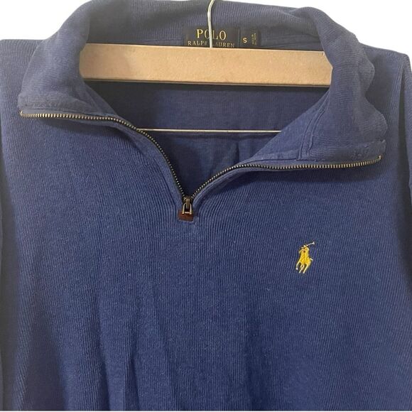 Polo Ralph Lauren Collared 1/4 Zip Blue Pull Over Sweater men Size small - Picture 15 of 16
